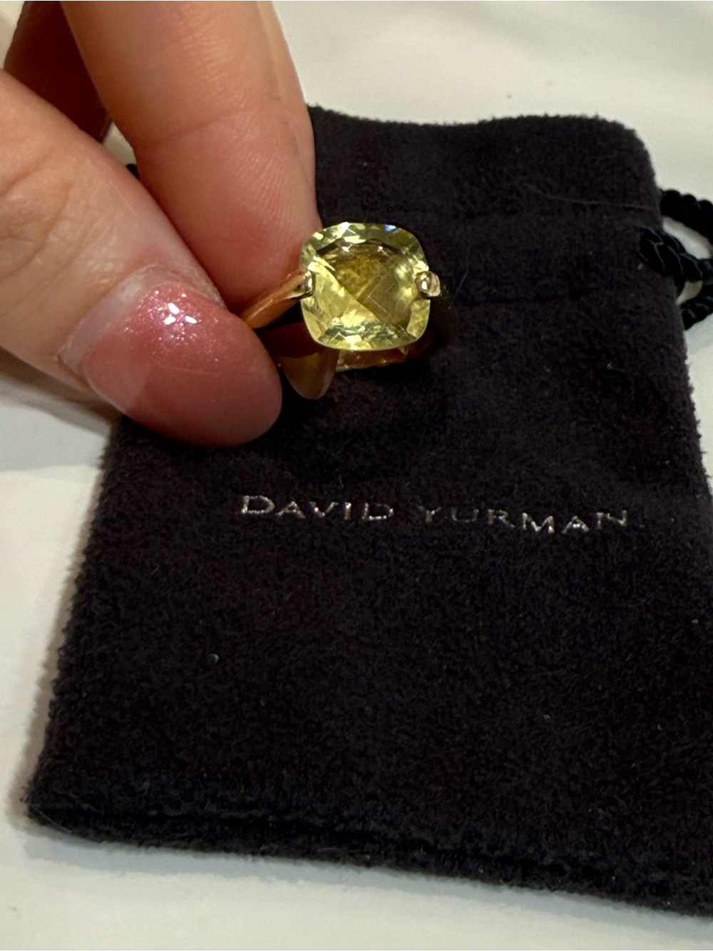 David Yurman DY 750 Gold & Yellow Gemstone Solitaire Ring Size 6